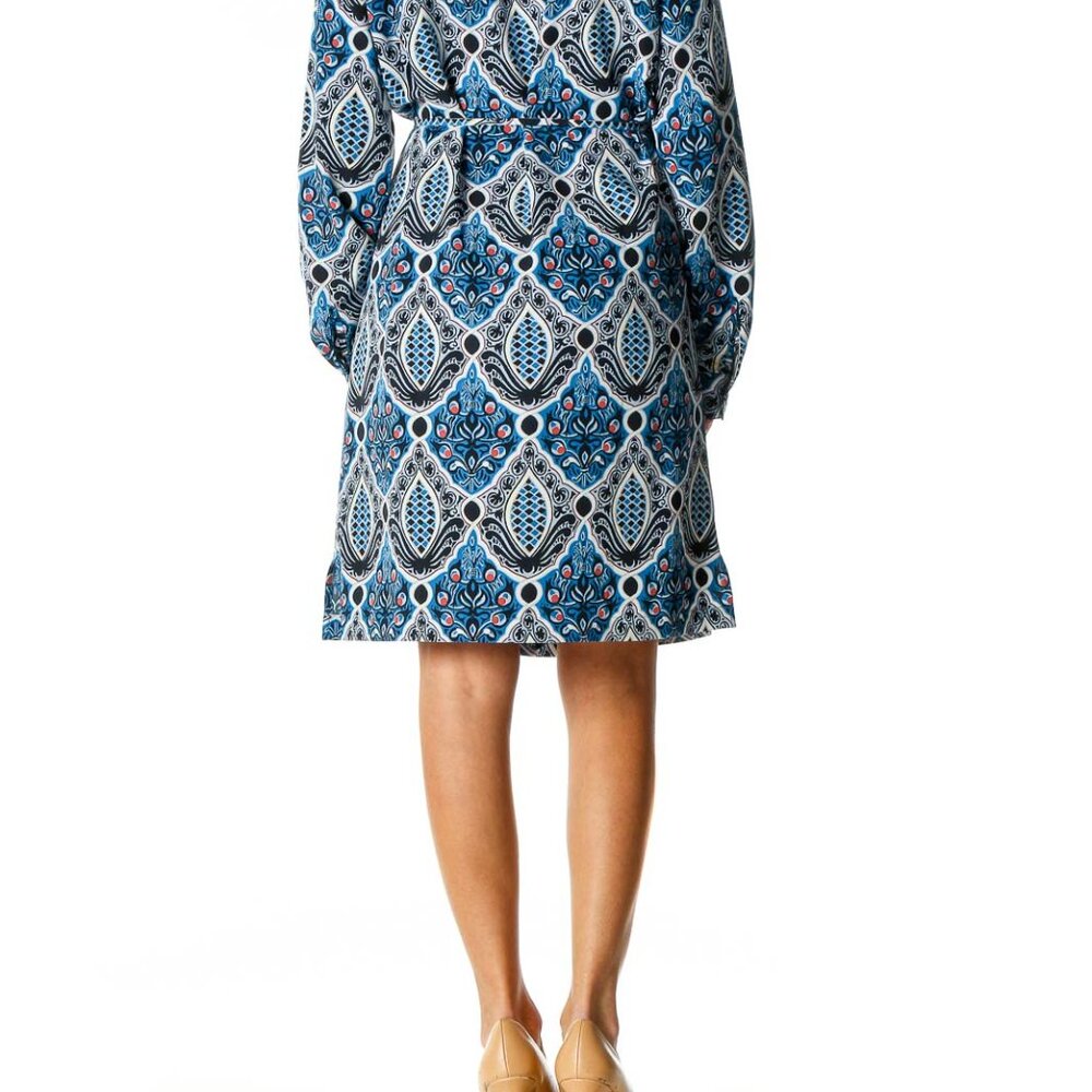 LOFT Outlet Blue Printed Retro Shift Dress - Picture 3 of 3